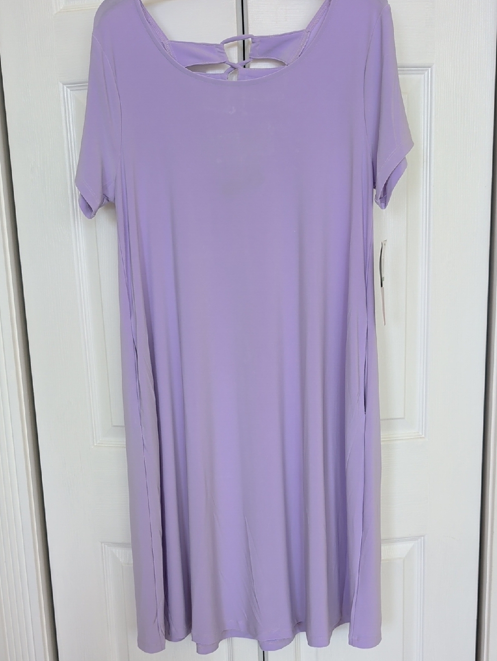 Nina Leonard Lavender Keyhole-Back Midi Dress